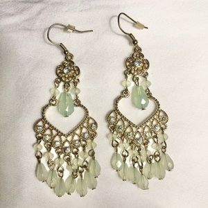 Teal chandelier earrings